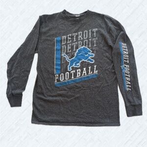 Majestic Detroit Lions Football Long Sleeve Shirt - Charcoal & Blue